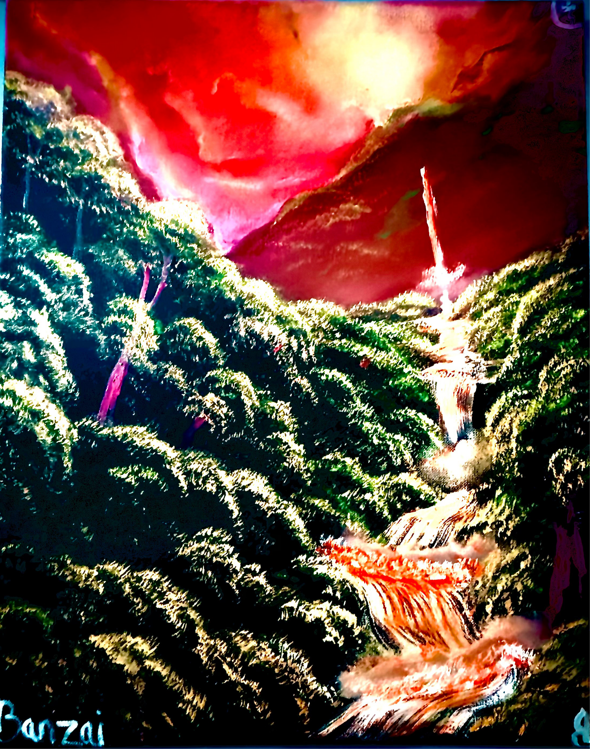 “Banzai” Solar Plexus Painting - 16 x 20 Inches
