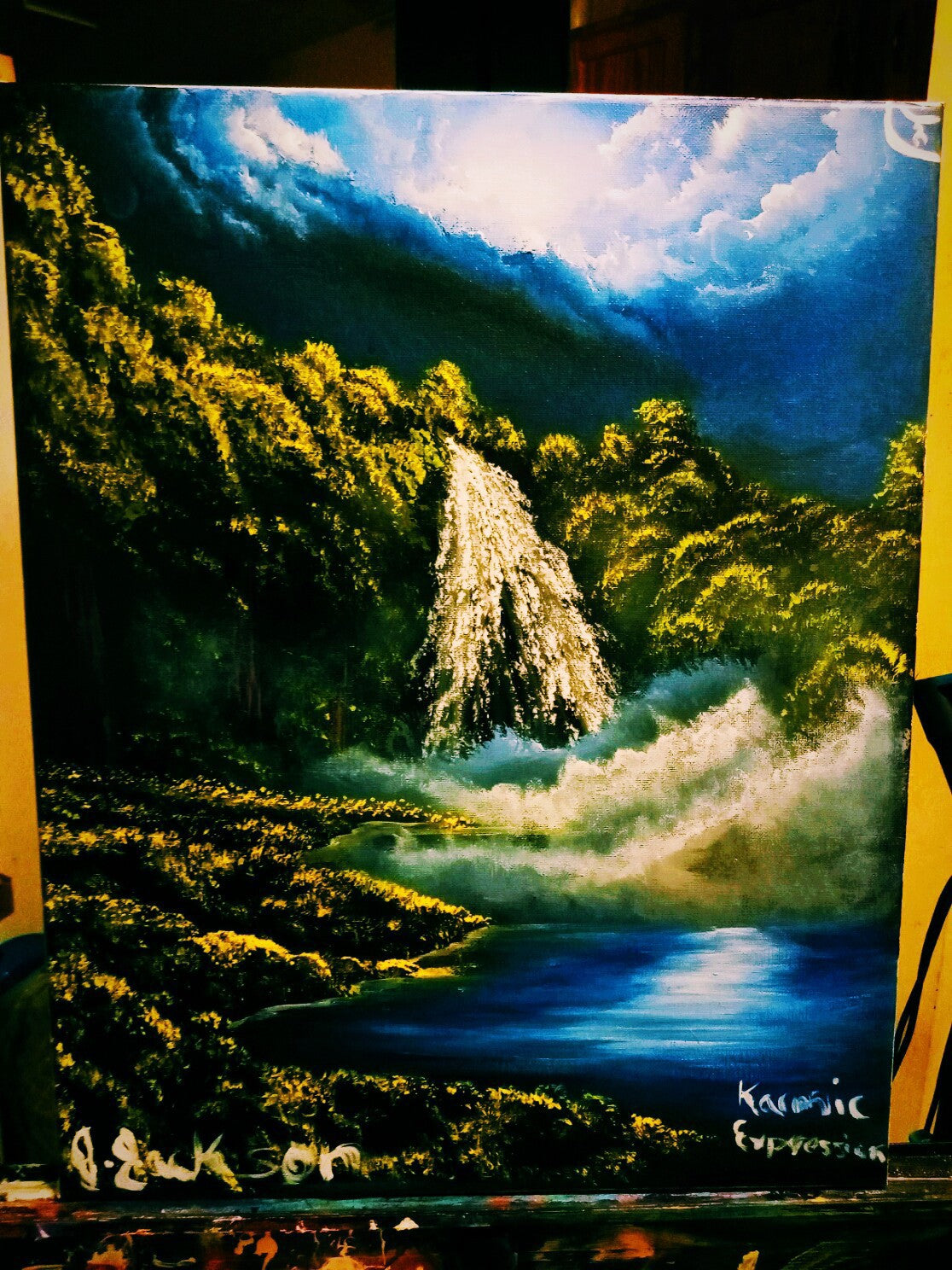 "Karmic Expression" - Throat Chakra Painting 16 x 20 Inches