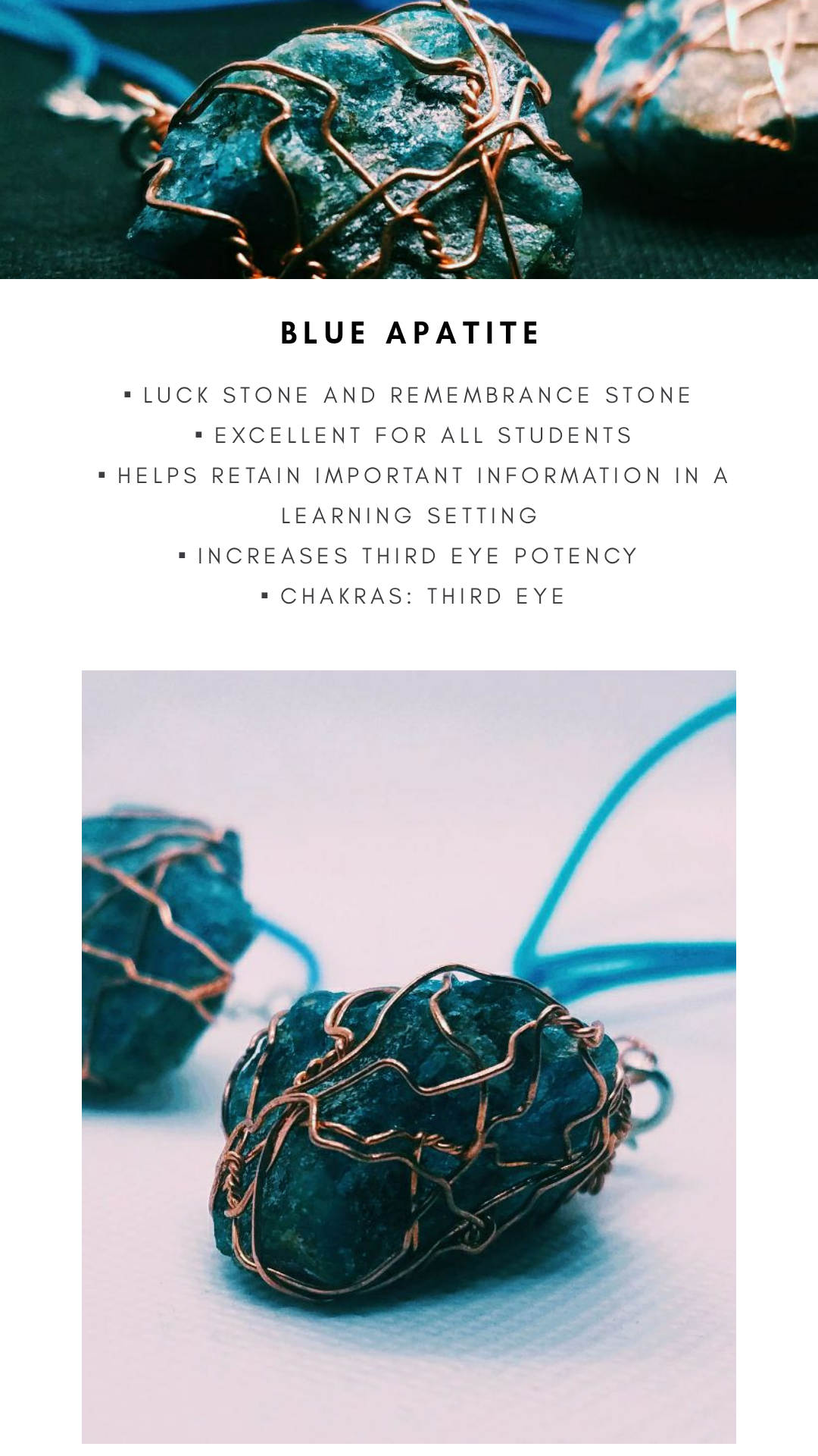 Blue Apatite Copper Pendant