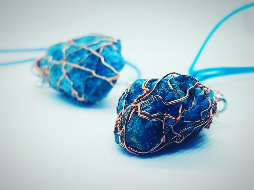 Blue Apatite Copper Pendant