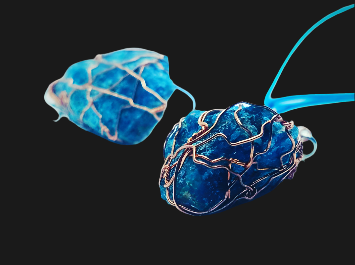 Blue Apatite Copper Pendant